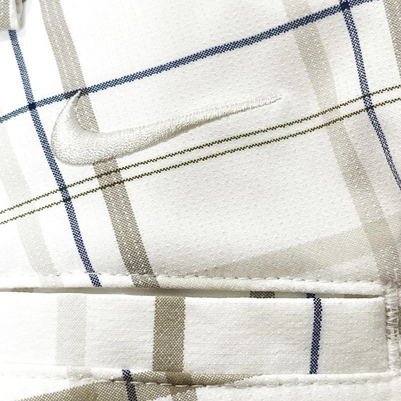 Nike Golf Dri-Fit White Tan Plaid Shorts Performance Sz 34 Stretch 388782-100 - Picture 4 of 9